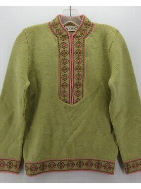 VGT Garland Sweater Small 1/4 Zip Pullover Ribbed 70s Cottagecore